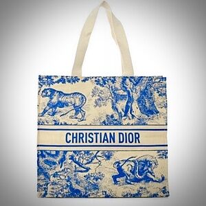 Dior Blue and Cream Graphic Tote Bag 100% Authentic!